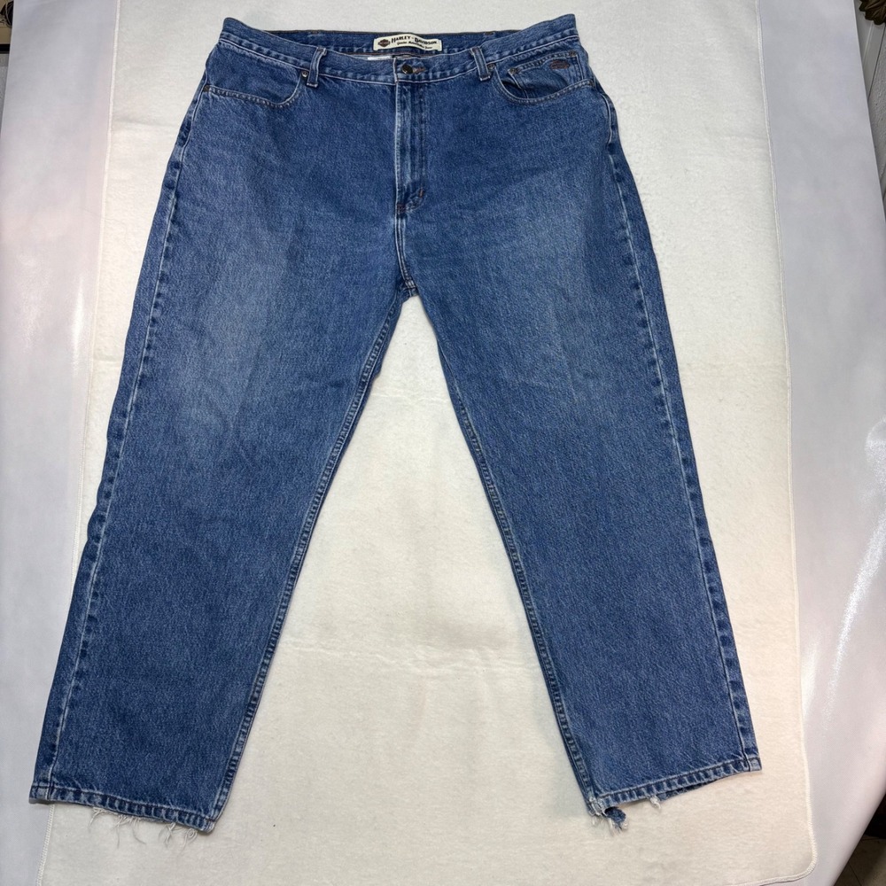 Harley-Davidson Mens Blue‎ Denim Straight Leg Jeans 42x30 Medium Wash 99024-07VM
